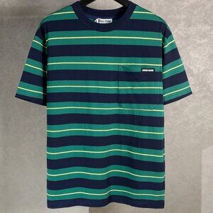 Miu Miu Women's Green Striped Athletic Casual Short Sleeve